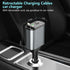 Retractable Car Charger, 4 in 1 Fast Car Phone Charger 120W with 2.7Ft Cables and 4 Electronic Ports for iOS & Android