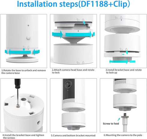 Flexible Twist Clamp Mount for R-ing Pan Tilt Camera, No Tools or Wall Damage Required (1 Pack, White)