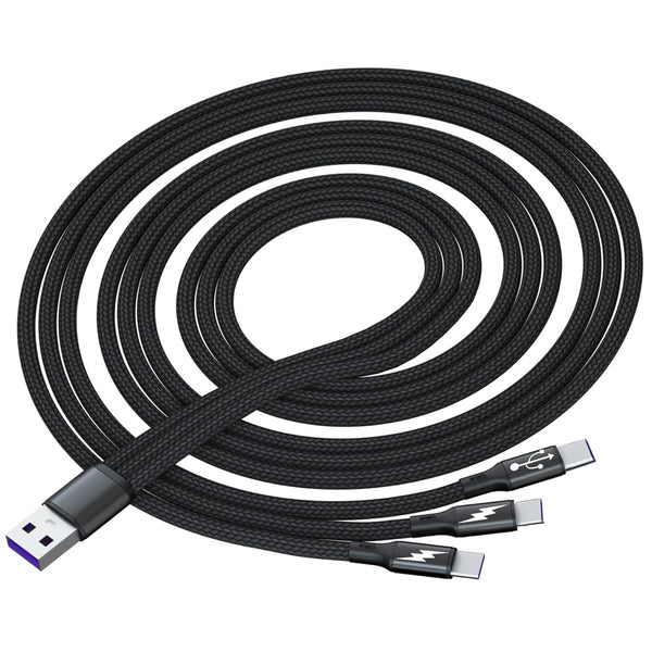 GELRHONR USB C Splitter Cable, USB A Male to 3 Type-C Male Charge Cable, 3 in 1 Nylon Braided Charging Cord, 5A Fast