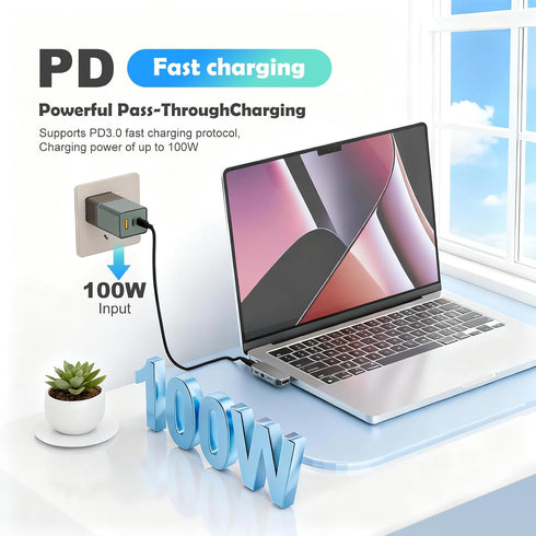 TPYoimay 5-in-1 PD3.0 3.55 USB3.1 10Gbps, USB TYPE-C docking station supports charging, Type-C interface headphone