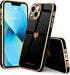 Teageo Compatible with iPhone 13 Case for Women Girl, Cute Love-Heart Luxury Bling Soft Back Cover for iPhone 13, Black