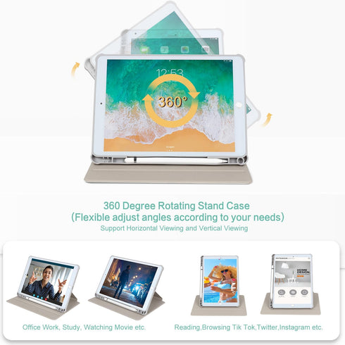 Rotating iPad 10.2/10.5 Case for iPad 9th/8th/7th Generation, 360 Degree Swivel Multi-Angle View Stand Cover
