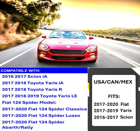 Navigation Map Update SD Card Compatible with Toyota Yaris iA-2017, Scion iA-2016, Fiat 124 (2017-2020)