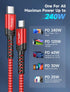 JSAUX 240W USB-C Charge Cable 10FT, Fast Charger for MacBook Pro, iPad Pro, iPhone 15, Samsung Galaxy S23, Pixel-Red.