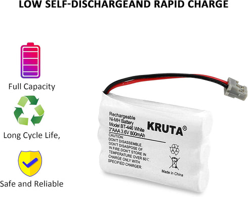 Kruta BT-446 Rechargeable Cordless Phone Battery, Pack of 3 for Uniden BT-446 BT446, BP-446 BP446
