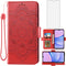 Asuwish Wallet Cover for Samsung Galaxy A15 5G, Red, with Tempered Glass Screen Protector and Leather Flip