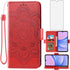 Asuwish Wallet Cover for Samsung Galaxy A15 5G, Red, with Tempered Glass Screen Protector and Leather Flip