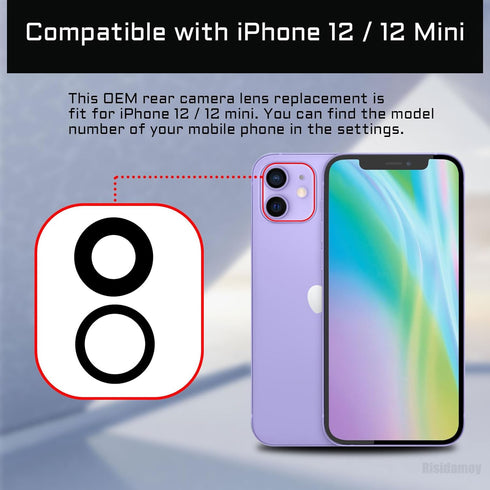 2 Sets for iPhone 12 OEM Rear Camera Lens Replacement, Dual-Sided Adhesive with Repair Kit Fix Tool