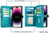 MInCYB iPhone 13 Wallet Case with Card Holder (12 Card Slots), PU Leather, Wireless Charging, Shockproof, Blue