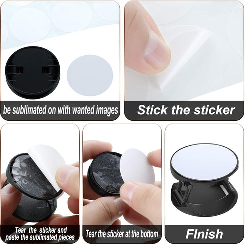 Weewooday 20 Pcs Sublimation Socket Blank Phone Grip Holders Collapsible Phone Grips Self Adhesive Sublimation Holders
