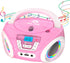 KLIM Candy Kids Portable CD Player, New Version 2024, FM Radio, Batteries Included, Cute Pink Boombox for Kids