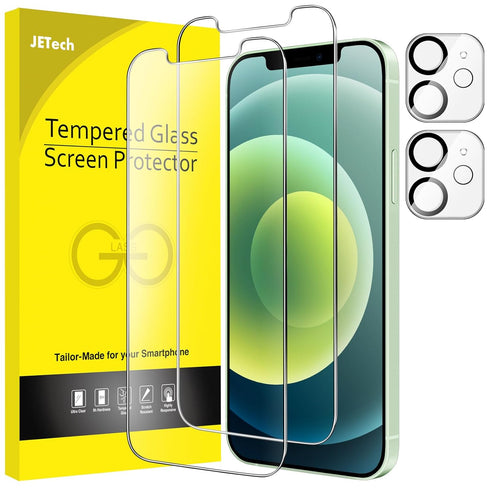 JETech Screen Protector for iPhone 12 mini 5.4-Inch with Camera Lens Protector, 9H Tempered Glass Film, HD Clear, 2-Pack