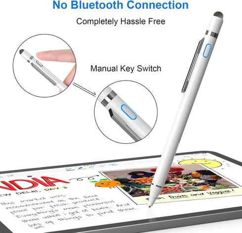 NTHJOYS 2 in 1 Rechargeable Digital Pen, Fine Point Stylus for iPhone/iPad Pro/Mini/Air/Samsung Touch Screens
