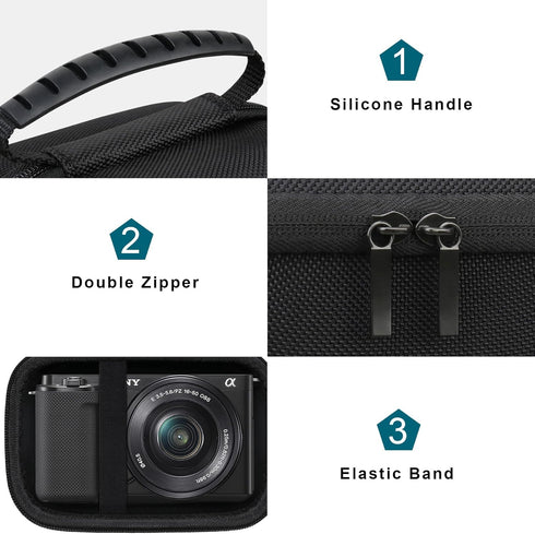 Canboc Carrying Case for Sony Alpha ZV-E10/ZV-E10L APS-C Interchangeable Lens Mirrorless Digital Camera, Black