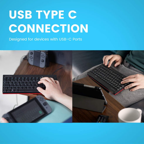 Perixx PERIBOARD-422 Wired USB-C Mini Keyboard, Black, US English Layout, USB Type C Connector