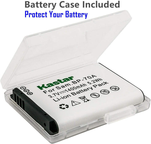Kastar 1-Pack BP-70A Battery and AC Wall Charger Replacement for Samsung BP-70A BP70A Battery, Samsung ST95, ST96, ST6500, TL105, TL110, TL125, TL205, WB30F, WB31F, WB32F, WB35F Camera