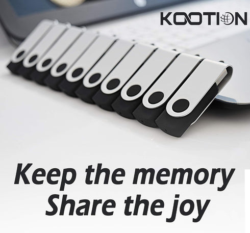 KOOTION 10PCS 2GB 2.0 USB Flash Drives USB Flash Drives Memory Stick Fold Storage Thumb Drive Pen Swivel Design Black