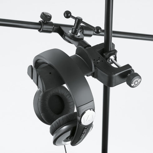 K&M Headphones, Black, Universal Support, Portable Electronic Device Stand, Steel Construction, Rubber Covered