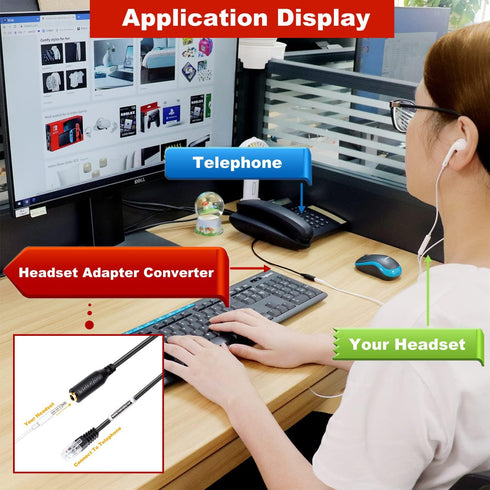 VoiceJoy Standard 3.5mm Jack Smartphone Headset Adapter Cable Converter to RJ9 Plug for Cisco Unified Office Telephones