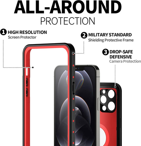 BEASTEK NRE Series iPhone 12 Pro Waterproof Case, Shockproof Dustproof IP68 with Built-in Screen Protector