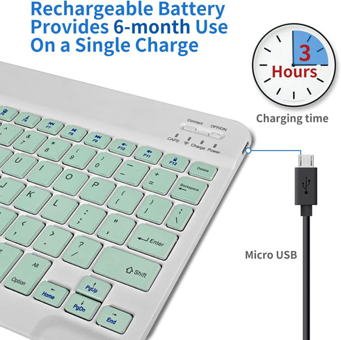 Portable Mini Wireless Bluetooth Keyboard for Apple iPad, iPhone, Samsung Tablet, Kindle Fire HD 10/8