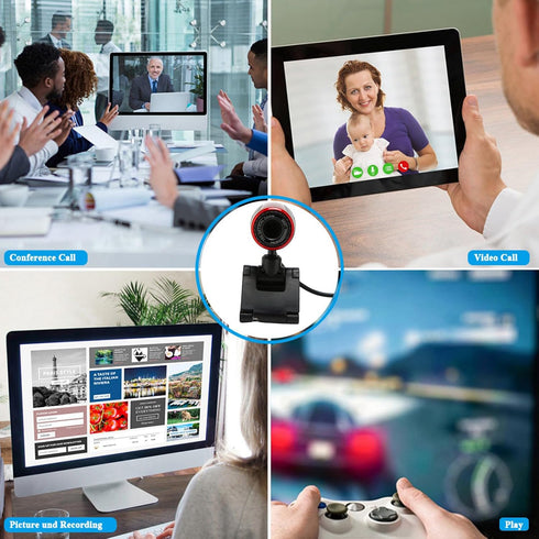 USB2.0 360 Sonew HD Webcam with Adjustable Angle and Built-in Microphone for PC and Laptop Video Conferencing