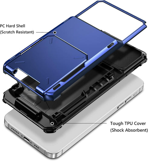 Vofolen Wallet Case for iPhone 13 Pro Max, 4-Card Holder ID Slot, Anti-Scratch Dual Layer Hybrid TPU, Navy