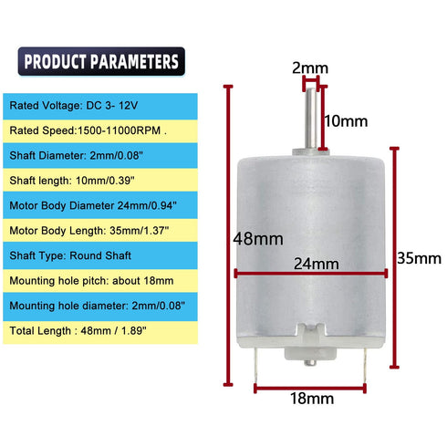 Generic Motor,10Pcs 3V-12V 280 HaoDuoQian DC Micro Motor Round Shaft Electric Motor for DIY Airplane RC Boat Toys