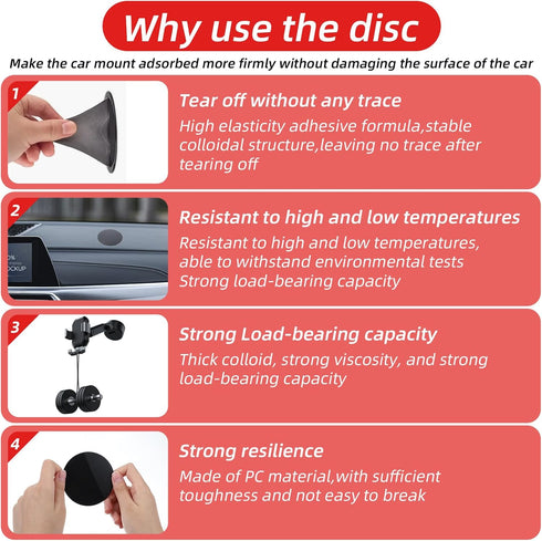 MBAIYO 4Pcs 3.15" Dashboard Pad Mounting Disk for Suction Cup Phone Mount, Round Double-Sided Pads Ultra Sticky