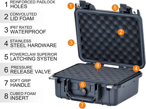 MEIJIA Portable All Weather IP67 Waterproof Protective Case, Hard Camera Case with Customizable Foam, Fit for Drones,