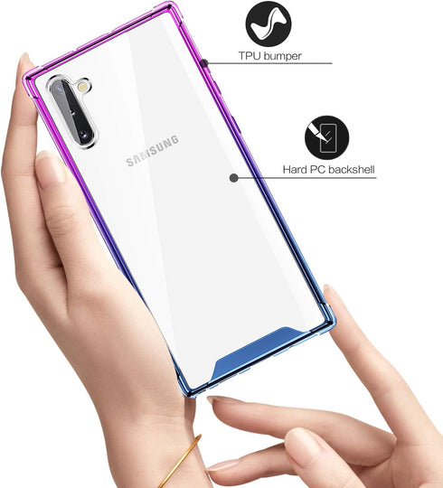 SALAWAT Galaxy Note 10 Case, Clear Cute Gradient Slim Phone Case Cover, Reinforced TPU Bumper Shockproof Protective