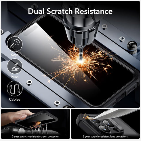 ESR Armor Series Case Set for iPhone 15 Pro Max, Clear Black, Military-Grade, Scratch Resistant, MagSafe Compatible,