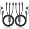 Multi Charging Cable 5 in 1, 2 Pcs 4FT USB C/A Multi Charger Cable to Type-C/Micro USB Port, Nylon Braided USB C
