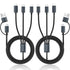 Multi Charging Cable 5 in 1, 2 Pcs 4FT USB C/A Multi Charger Cable to Type-C/Micro USB Port, Nylon Braided USB C