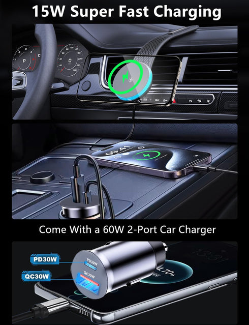 DIY Flexible Dashboard Magnetic Wireless Car Charger for MagSafe, 15W Fast Charging, Magnetic Car Phone Holder Mount