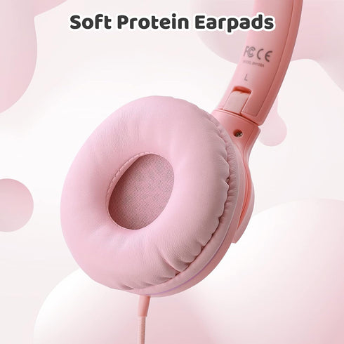 INFURTURE Kids Headphones with Microphone, Volume Limit 94dB, Wired for Teens School, Travel, Compatible with Cellphones