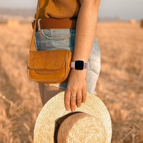 ZWGKKYGYH Compatible with Fitbit Versa and Versa 2 Bands, Rose Gold Stainless Steel Magnetic Band Strap, Large