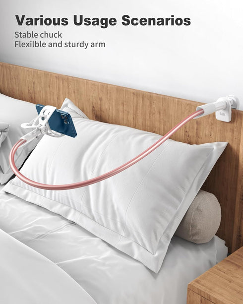 SAIJI Gooseneck Phone Stand for Bed, Long Arm Clip Clamp Mount for Filming, Compatible with 4.0-6.5'' Mobile Cell Phone