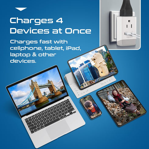 Ceptics UK Ireland Hong Kong Plug Adapter, International Power Plug with USB & USB-C for Fast Charging