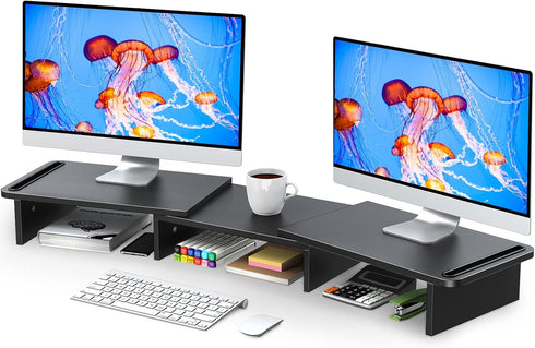 Zimilar Dual Monitor Stand Riser, Monitor Stand with Adjustable Length and Angle,