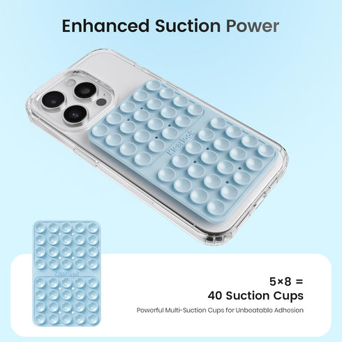 Klearlook Maximized Clarity! Silicone Suction Cup Phone Case Mount Double Sided, Silicon Sticky Phone Grip with Higher