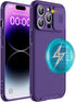 iPhone 13 Pro Max Case - Slim Magnetic Cover with Slide Lens, MagSafe Compatible, 6.7" Purple for iPhone 13 Pro Max.