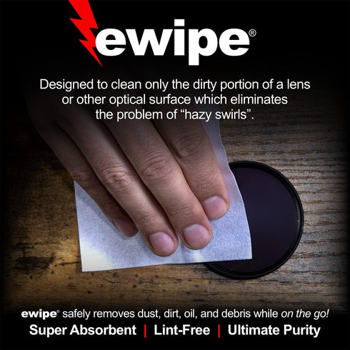 E-Wipe Camera Lens Cleaning Pads - Non-Abrasive Wipes for Optic Electronics - Great for SLR, DSLR, 24 Pack
