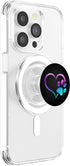 Purple Cyan Dog Paw Print Heart Grip on Black Background, PopSockets MagSafe PopGrip for iPhone