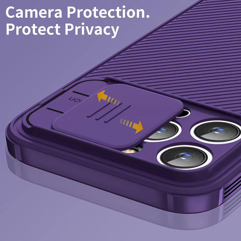 iPhone 13 Pro Max Case - Slim Magnetic Cover with Slide Lens, MagSafe Compatible, 6.7" Purple for iPhone 13 Pro Max.