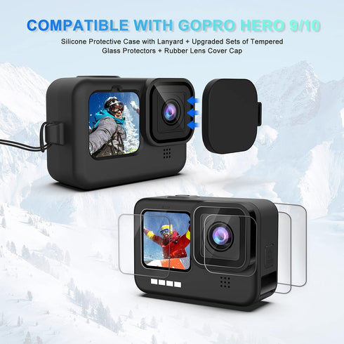 Accessories Kit for 11 10 9, Kuptone Silicone Sleeve Protective Case with Rubber Cap + 6Pcs Tempered Glass Screen