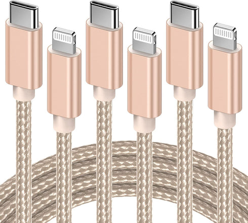 Marchpowe USB C to Lightning Cable, MFi Certified iPhone 14 Fast Charger Cord, 3Pack 6ft Charging Cable