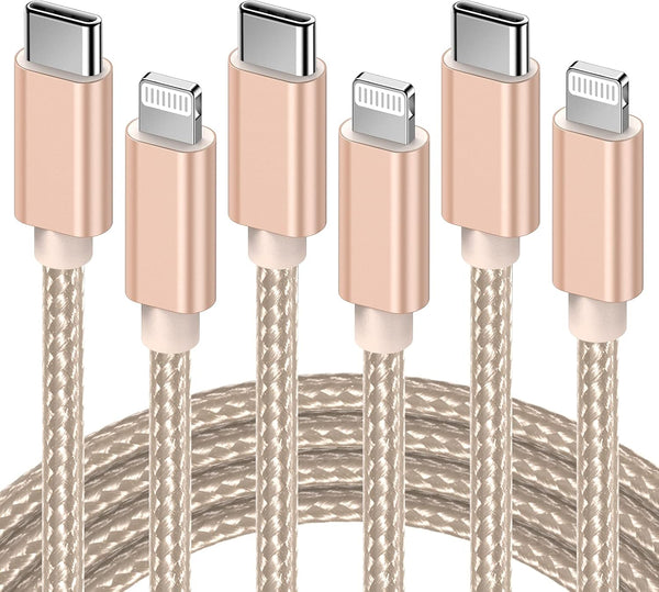 Marchpowe USB C to Lightning Cable, MFi Certified iPhone 14 Fast Charger Cord, 3Pack 6ft Charging Cable