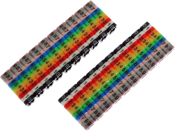 E-outstanding 200PCS 0-9 Coded Clip on Plastic Cable Identification Wire Marker Number Tag Label C-Type