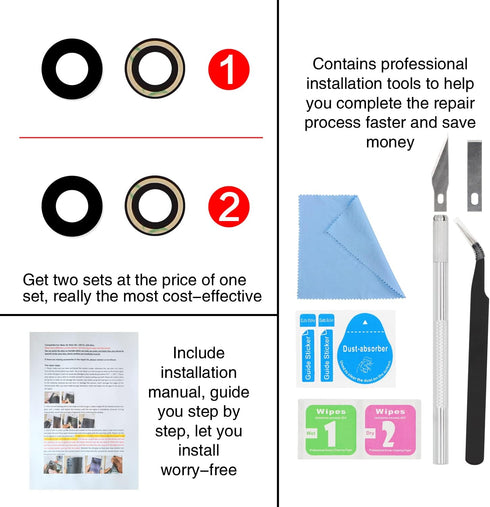 2PCS ASDAWN Back Camera Lens Glass Replacement for iPhone 8 4.7 Inches with Pre-Installed Adhesive